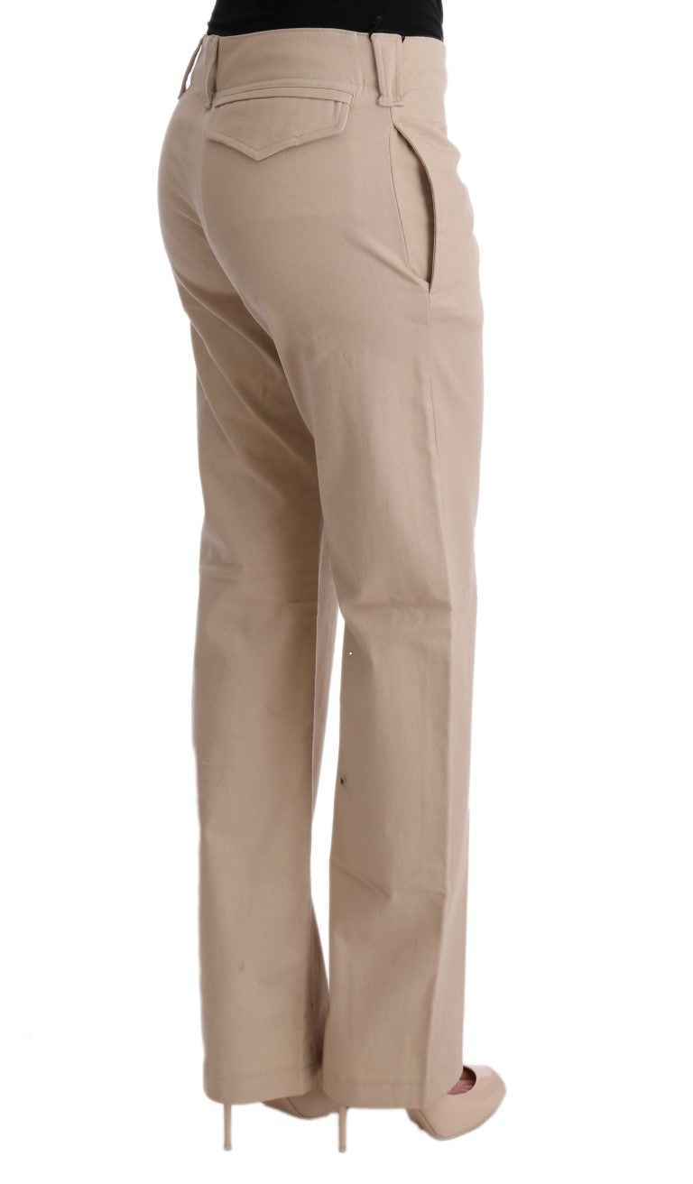 Ermanno Scervino Beige Cotton Wool Regular Fit Trousers